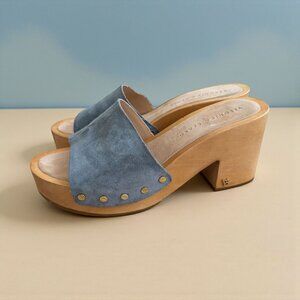 VERONICA BEARD Hannalee Blue Suede Clog Sandals Size 9